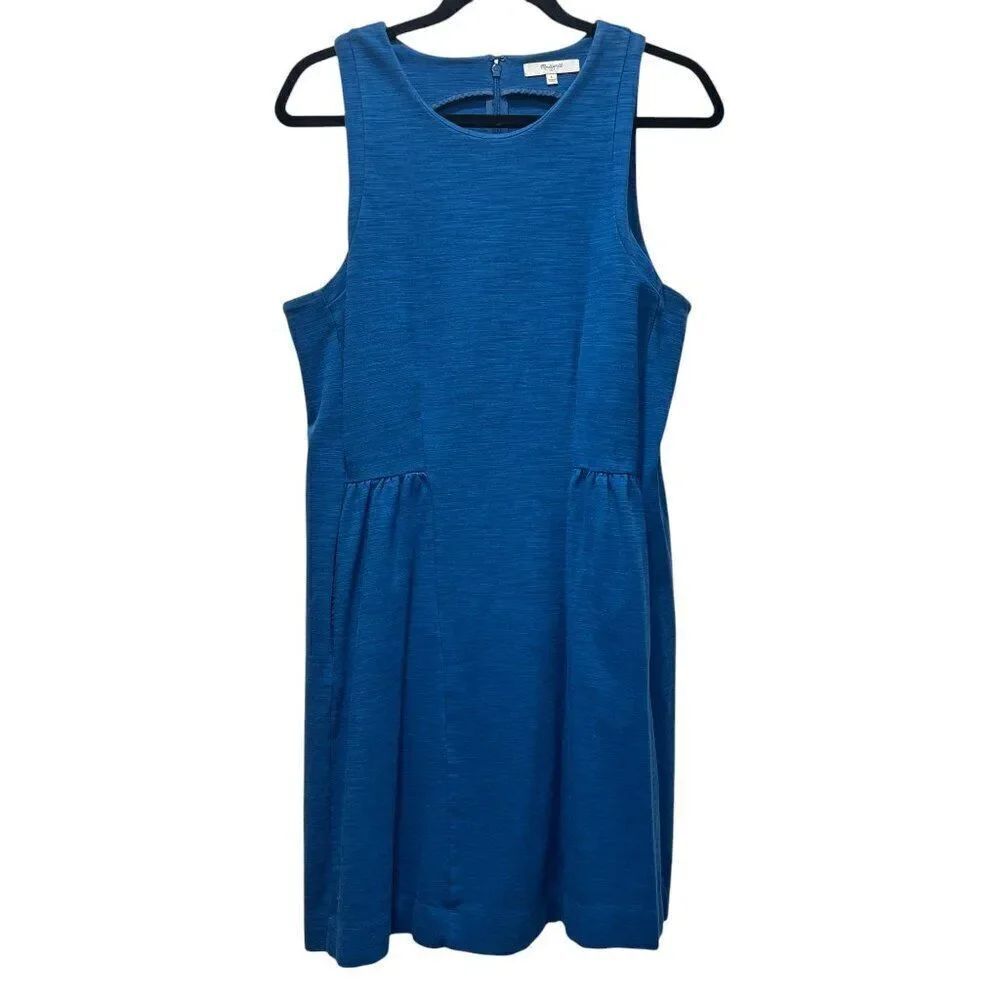 Madewell Blue Sleeveless Tank Stretch A-line Summer Dress Pockets Size Large